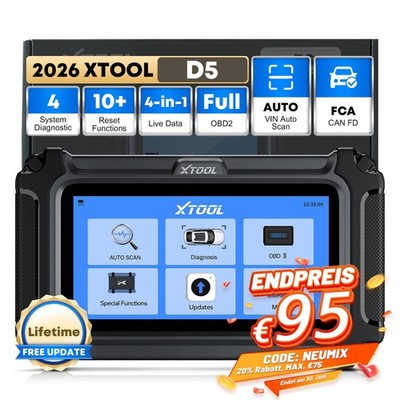 2026 XTOOL D5 OBD2-Scanner Motor ABS SRS Getriebe Fahrzeugdiagnosegerät FCACANFD