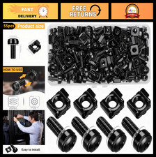 130 Sets Rack Mount Screws  Cage Nuts for Server Cabinets - Black Carbon Steel