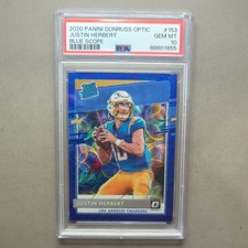 JUSTIN HERBERT RC 2020 PANINI DONRUSS OPTIC RATED ROOKIE BLUE SCOPE #153 PSA 10