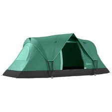 Outsunny 5-6 Man Camping Tent with Bag, Fibreglass and Steel Frame, Green