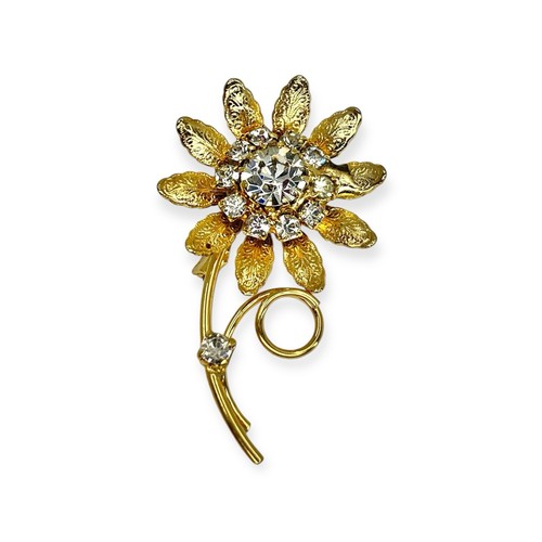 SPILLA INTRICATA VINTAGE STRASS FILIGRANA FIORE MOD MCM STRAVAGANTE SHABBY CHIC - Foto 10 di 11