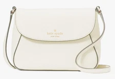 Kate Spade Monica Small Flap Crossbody Bag Ivory White Leather Purse KF364 NWT