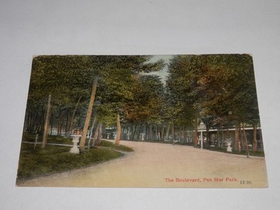 PEN MAR PARK PA - 1907-1915 ERA POSTCARD - THE BOULEVARD - FRANKLIN COUNTY