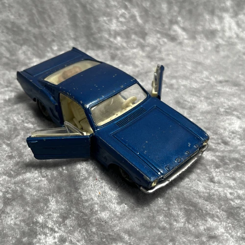Vtg Corgi Toys Ford Mustang Car Fastback 2+2 Diecast Blue White