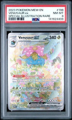 2023 POKEMON MEW EN-151 SPECIAL ILLUSTRATION RARE #198 VENUSAUR EX PSA 8