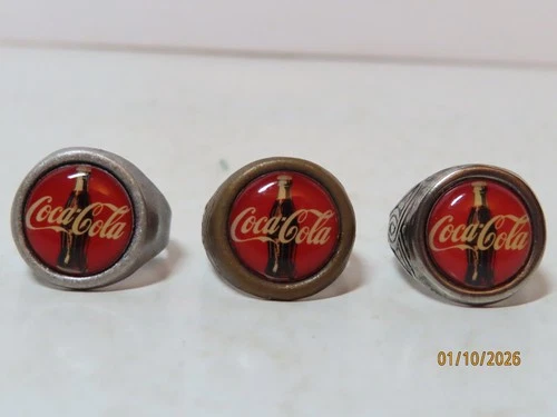 Lot of 3 Vintage Original 1960's Coca-Cola Gum Ball Machine Rings real metal