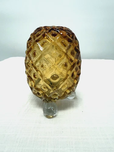 CUTE Vintage Fenton Amber Glass Pineapple 3-footed Bud Vase