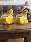 Pair of VTG MCM Shawnee Pottery Planter/Vase "Southern Belle W/Bonnet" Figurines