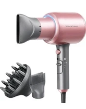 Wavytalk Ionic Hair Dryer 1875W with Diffuser & Comb for Curly Hair - Rose Gold