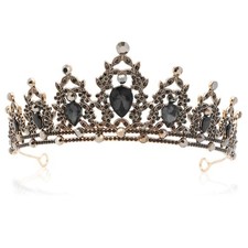 Blue Princess Tiara Crown - Crystal Quinceanera Tiara Headband for Women Black