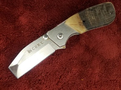 CRKT 4020RH Graham Stubby Folding Razel 2'' Blade, Ram Horn Handle