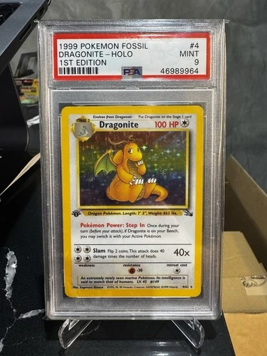 1999 POKEMON FOSSIL 1ST EDITION #4 DRAGONITE-HOLO PSA 9