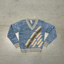 Blue and cream vintage 70s/80s sweater