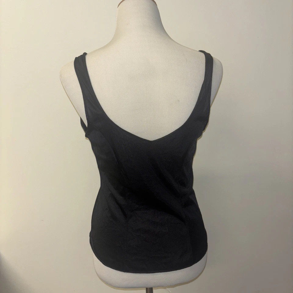 Camisa sin mangas Kayser de colección talla 34 negra camisón encaje simisheer EE. UU. Y2k Foto 3 de 4