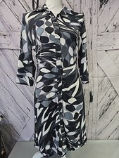 EXPRESS Black & White Geometric Type/4 Sleeve BUTTON-UP Shirt Dress SZ 7/8