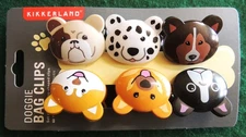 Cute 6pc Set Doggie Bag Clips Kikkerland Adorable Dog-Shaped New