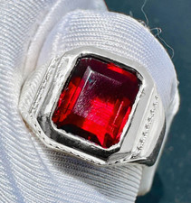 Men's Natural Red Garnet Gemstone Handmade Ring With 925 Sterling Silver Ring