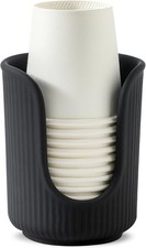 Ceramic Bathroom Cup Dispenser W/ Stylish Vertical Stripes Disposable Mouthwash