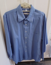 Geoffrey Beene Shirt Mens Large 16.5, 34/35 Blue Wrinkle Free Long Sleeve Used