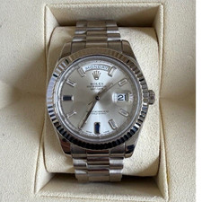Rolex Day-Date II 218349 White Gold Silver Dial Chronometer with Box & Papers