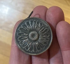 Sterling Silver Sewing Tape Measure Sunflower Design 1910s Excellent condition