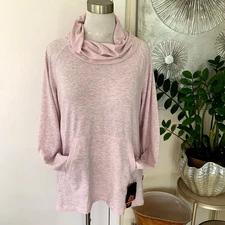 NWT RBX Women's Activewear Pink  Pullover Top  Cowl Neck Pockets Size XL