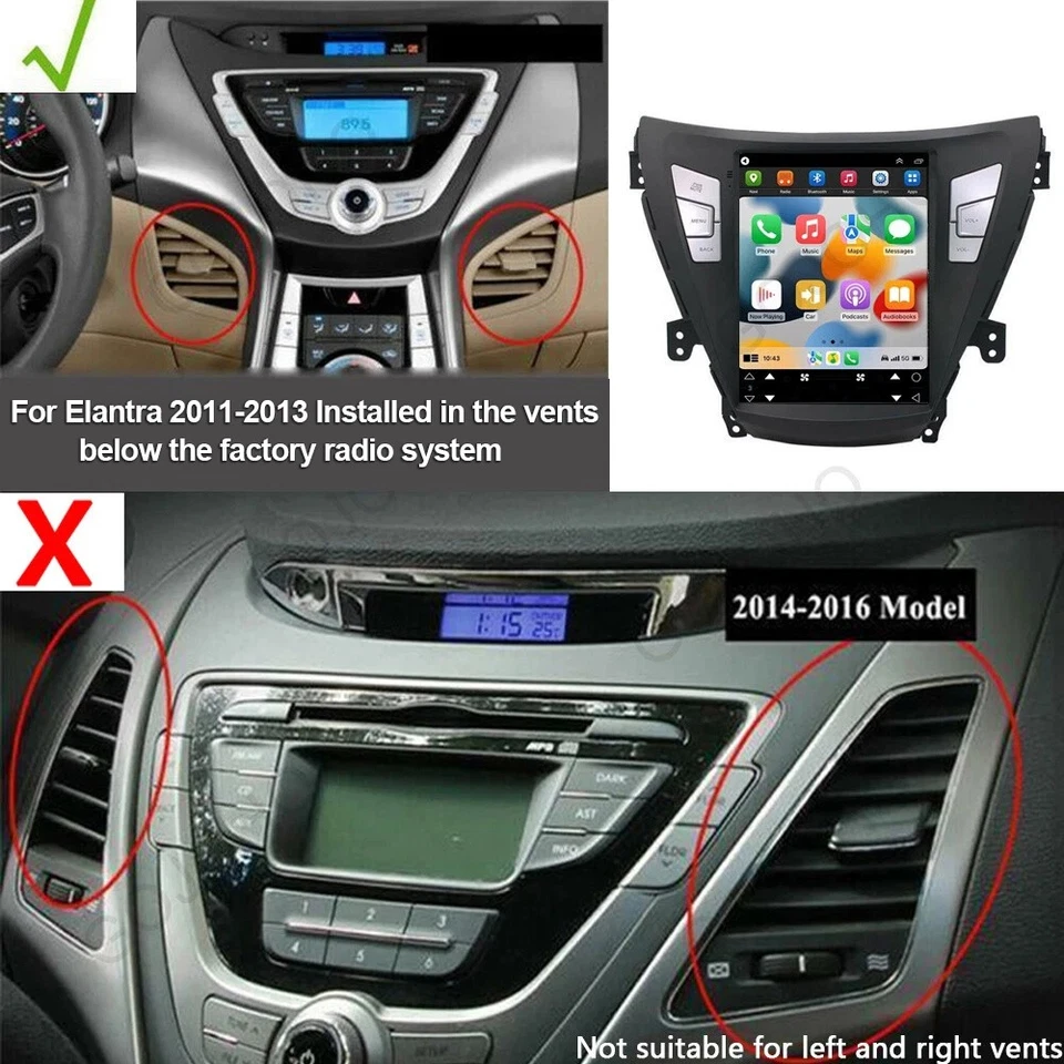 9.7" Carplay Android 14 Car GPS Stereo Radio 64GB For Hyundai Elantra 2011-2013 Foto 3 de 4