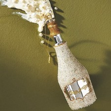 Anthropologie Beaded Gold Champagne Bottle Glass Ornament NWT
