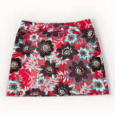 Talbots Skirt Sz 18 Hawaiian Red Multicolor Floral Print Straight Tropical