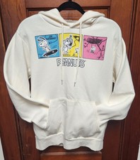 Peanuts Snoopy Unisex Hoodie Cream Sweatshirt Adult Size M Woodstock Comic