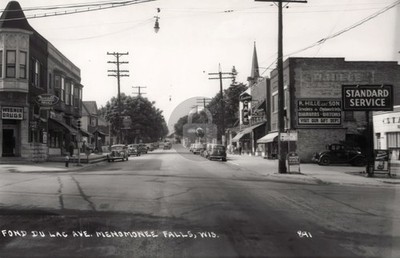 Menomonee Falls WI Street Scene Cars 1940 RPPC Photo Postcard COPY