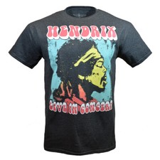 Men's T-shirt -JIMI HENDRIX IN CONCERT-Music Tee Vintage Heather Grey NEW