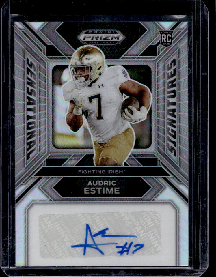 2024 Prizm Draft Picks Audric Estime Sensational Signatures Silver RC Auto #AEE