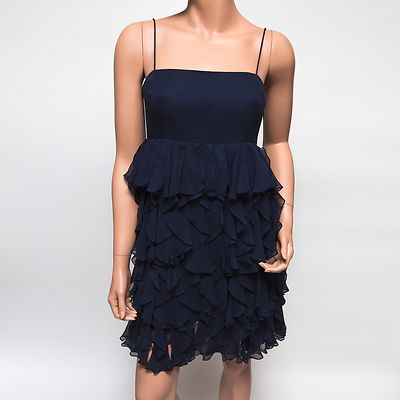 Juicy Couture Miranda Navy Silk Ruffled Evening Dress $500 US4 | eBay Juicy Couture Miranda Navy Silk Ruffled Evening Dress $500 US4 | eBay