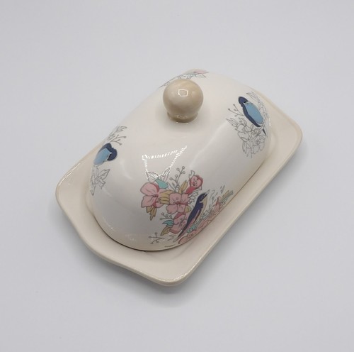 SHABBY CHIC LIDDED BUTTER DISH FLOWERS & BIRDS FARMHOUSE BRAND NEW - Picture 15 of 22
