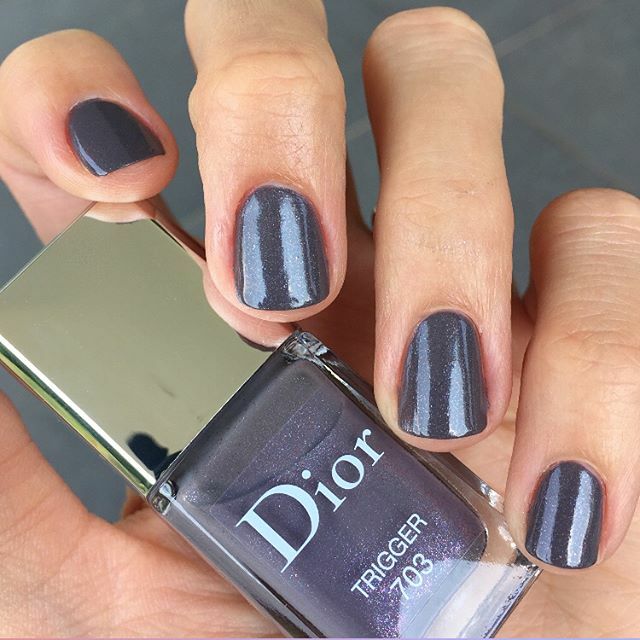 Dior Nail Polish TRIGGER Grey 703 Purple Shimmer Urban Winter Chic LTD FAB  RARE!