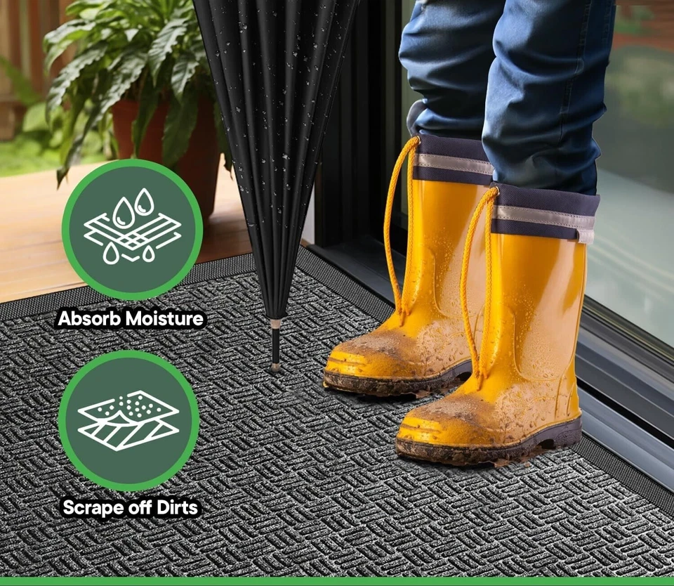 Alfombrilla de entrada interior exterior resistente comercial alfombrillas de puerta delantera alfombras grises Foto 2 de 4