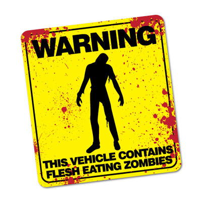 Warning Contains Flesh Eating Zombies Sticker Decal Car Funny Hunting #5340ST