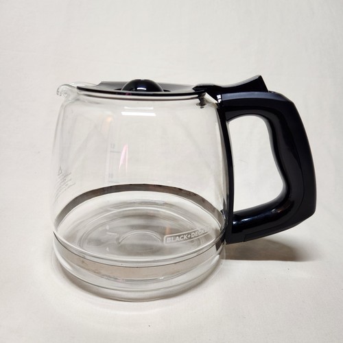 Black & Decker Coffee Pot Replacement Glass Carafe 12 Cup Black Lid