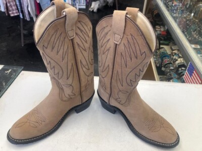 A Jama Product Women's Western Cowboy Tan Suede Rodeo Boots Sz 4.5 CCY1151G