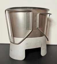 GENUINE US Military  CANTEEN CUP STAINLESS and STOVE / STAND COMBO EXCELLENT