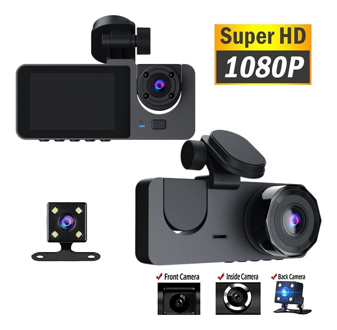 Triple lens driving recorder HD night vision surveillance dual camera - Picture 1 of 9