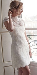 high neck short wedding dress
