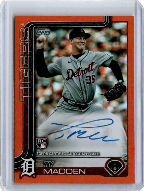2025 Topps Series 2 Ty Madden Orange Rainbow RC Auto /25 #483