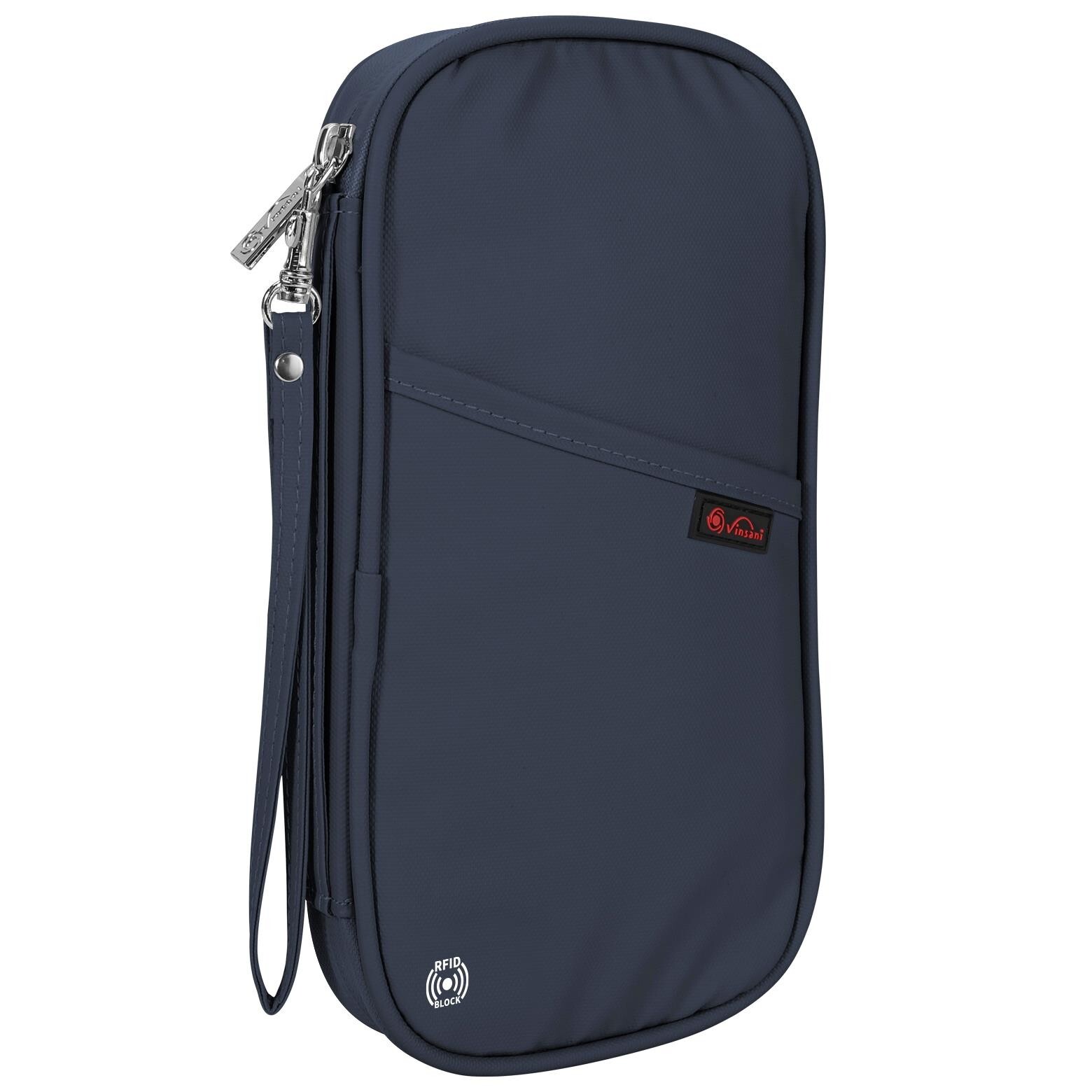 Passport Holder & Document Organiser RFID Blocking Travel Essentials Navy Blue