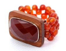 GENUINE RED AGATE Faceted Checker board Cut Gemstone STRETCH RING Size 7-8