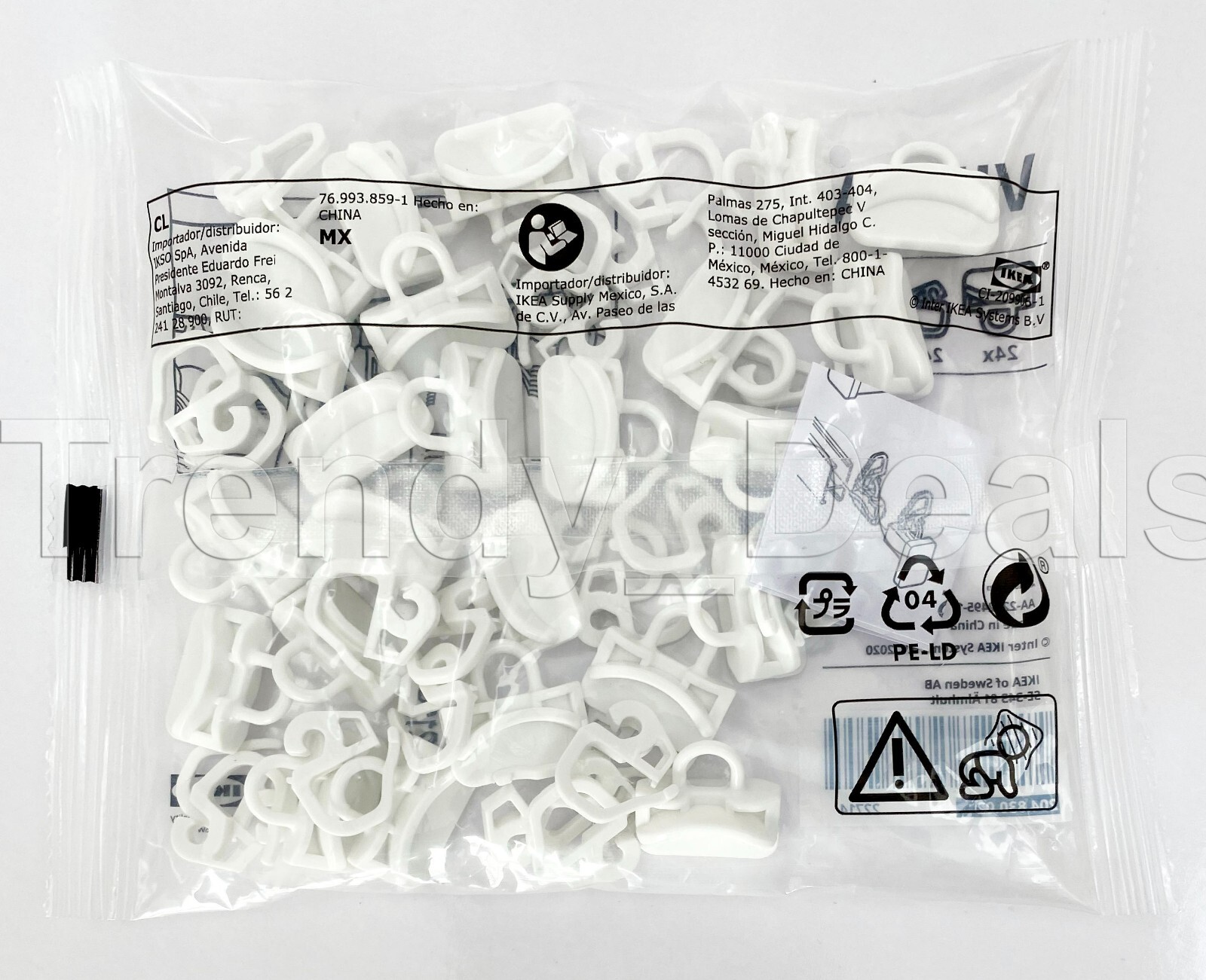 Pack of 24 Ikea VIDGA Glider with Hook Plastic Curtain Hardware 204.