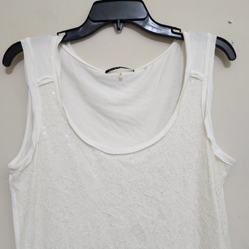 Elie TAHARI Talla Pequeña Floral Lentejuelas Encaje Capas Blanco Tranquilo Lujo Foto 4 de 4