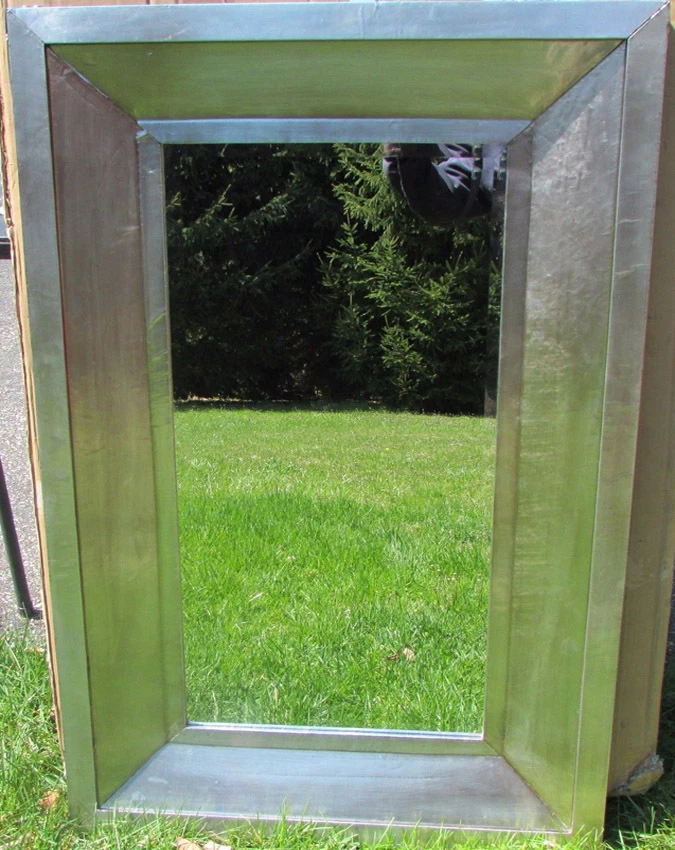 NUEVO ESPEJO GRANERO XL 44" X 28" ASPECTO INDUSTRIAL Metal envejecido sobre madera ¡GUAU! Foto 2 de 4