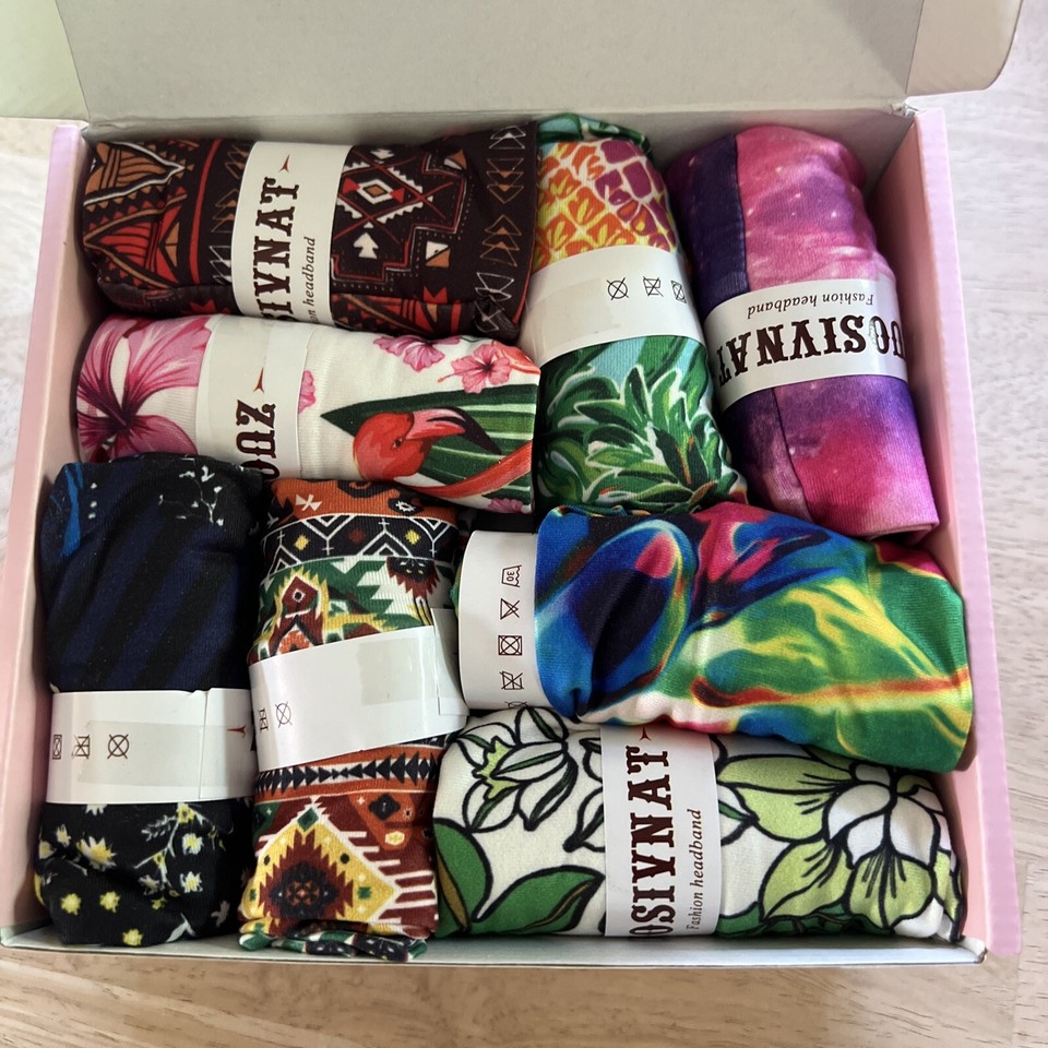 Zuosivnat Headbands For Women Set Of 8 New In Box. Wider Band Multi